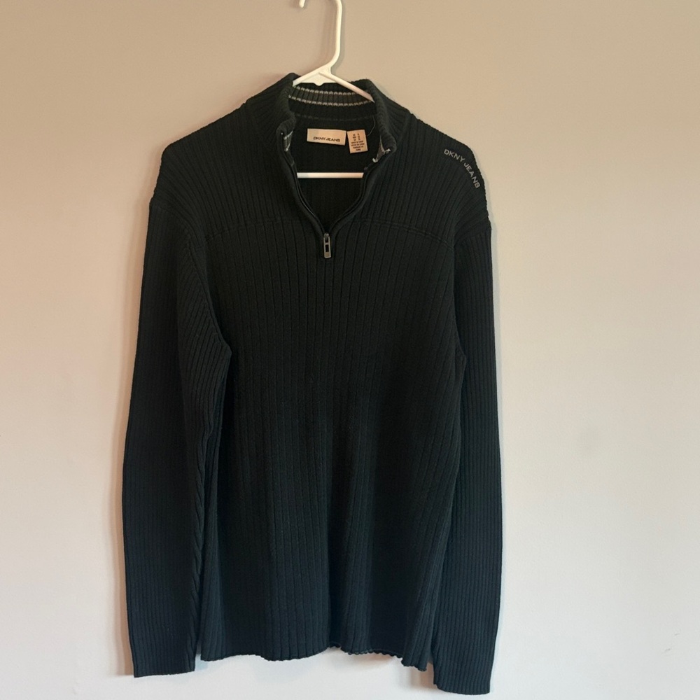 DKNY XL Men’s Black Ribbed Quarter-Zip Sweater